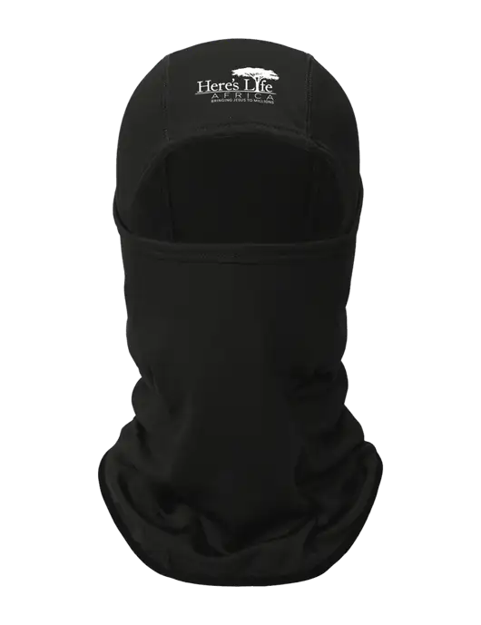 Black CornerStone Smooth Fleece Face Mask w/Here's Life Africa Logo