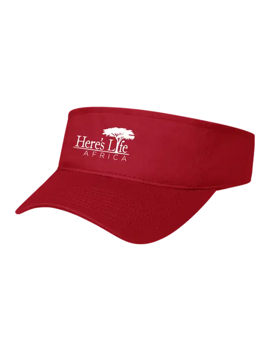 Red Cap Visor w/Here's Life Africa Logo