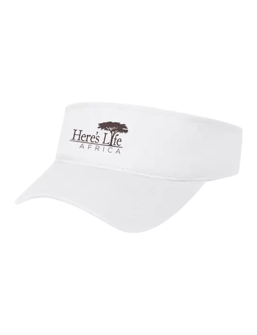 White Cap Visor w/Here's Life Africa Logo