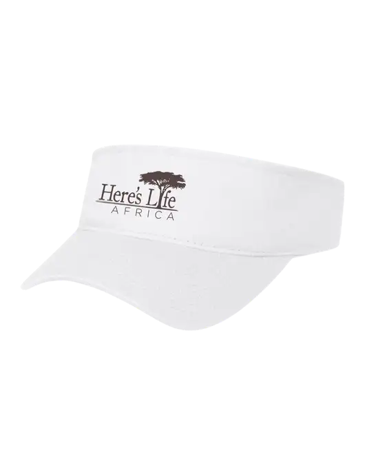 White Cap Visor w/Here's Life Africa Logo