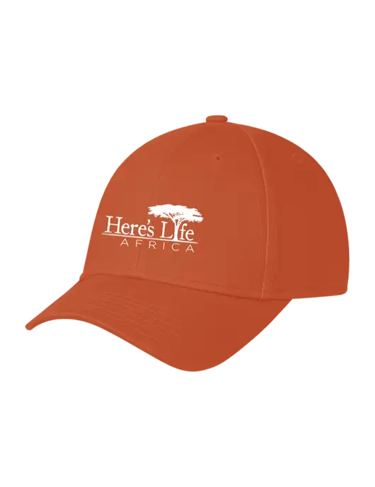 Burnt Orange Structured Cap Hook & Loop w/Here's Life Africa Logo
