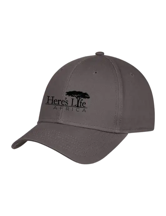 Charcoal Structured Cap Hook & Loop w/Here's Life Africa Logo