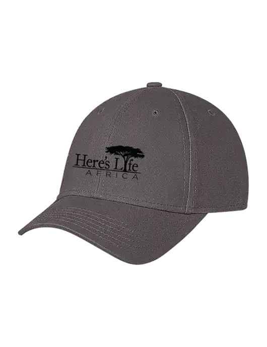 Medium Dark Grey Structured Soft Snap Closure Hook & Loop Cap w/Here's Life Africa Logo