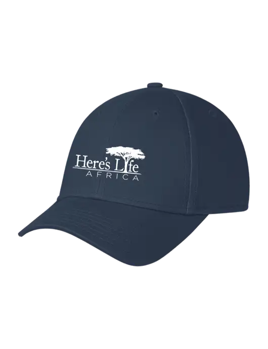 Navy Structured Cap Hook & Loop w/Here's Life Africa Logo