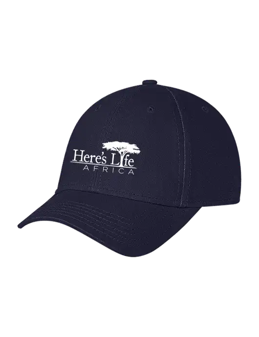 Navy Structured Soft Snap Closure Hook & Loop Cap w/Here's Life Africa Logo
