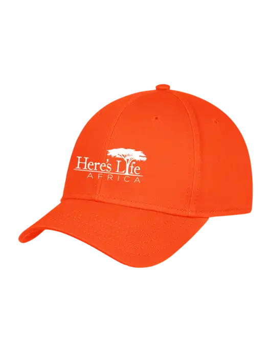 Orange Structured Cap Hook & Loop w/Here's Life Africa Logo
