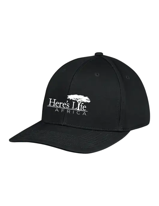 Premium Modern Structured Twill Black Snapback Cap w/Here's Life Africa Logo
