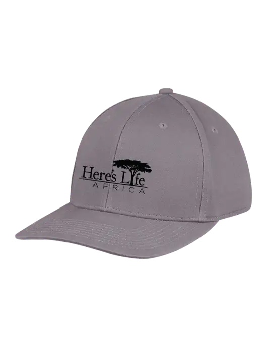 Premium Modern Structured Twill Charcoal Snapback Cap w/Here's Life Africa Logo