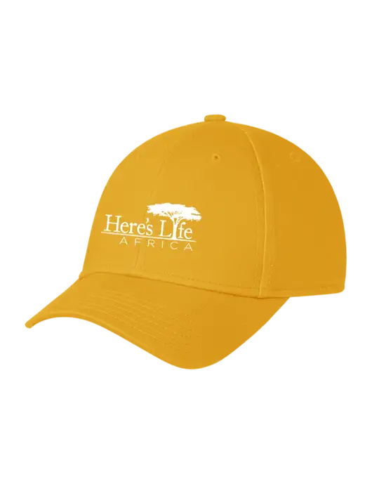 Yellow Gold Structured Cap Hook & Loop w/Here's Life Africa Logo
