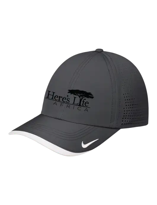 Nike Dark Grey/White Dri-FIT Perforated Performance Cap w/Here's Life Africa Logo