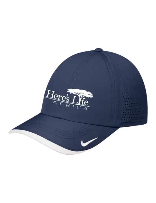 Nike Navy/White Dri-FIT Perforated Performance Cap w/Here's Life Africa Logo