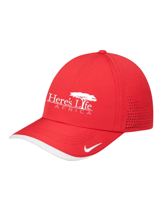 Nike Red/White Dri-FIT Perforated Performance Cap w/Here's Life Africa Logo