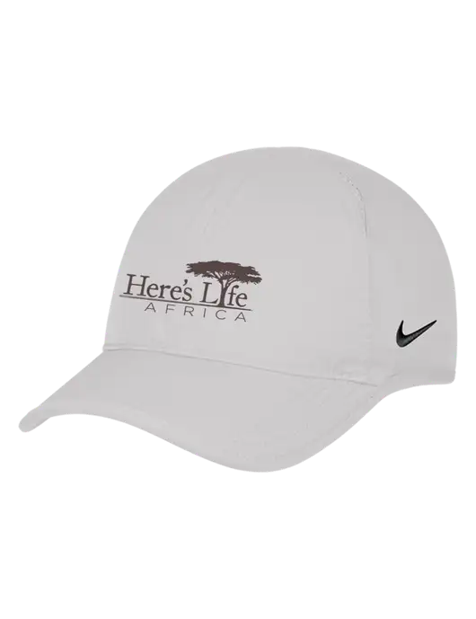 Nike White Featherlight Cap w/Here's Life Africa Logo