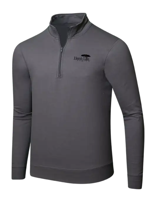 Charcoal 8.5 oz Ring Spun 1/4 Zip Pullover Sweatshirt w/Here's Life Africa Logo
