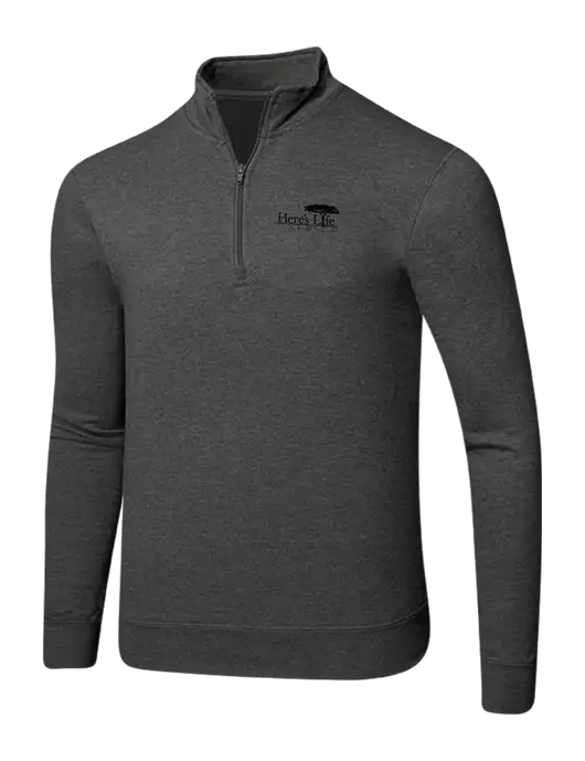 Dark Heather Grey 8.5 oz Ring Spun 1/4 Zip Pullover Sweatshirt w/Here's Life Africa Logo