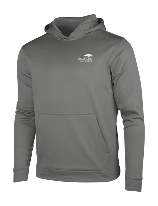 Dark Smoke Grey Sport-Wick Fleece Hooded Pullover w/Here's Life Africa Logo
