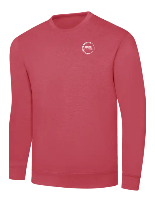 Heather Red 7.8 oz Ring Spun Crew Sweatshirt w/Hope Center Logo