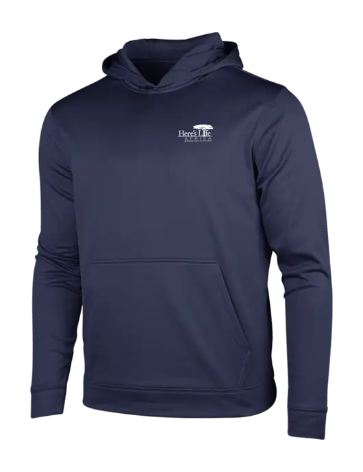 Navy Sport-Wick Fleece Hooded Pullover w/Here's Life Africa Logo