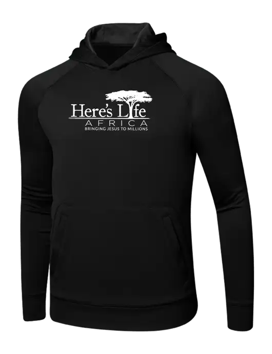 Tech Black Fleece Hooded Sweatshirt w/Here's Life Africa Logo