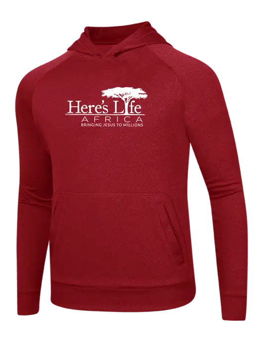 Tech True Red Fleece Hooded Sweatshirt w/Here's Life Africa Logo