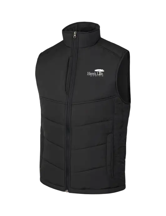 Black/Black Puffy Vest w/Here's Life Africa Logo