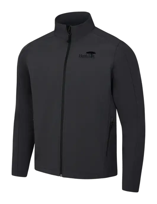 Black Charcoal Heather Core Soft Shell Jacket w/Here's Life Africa Logo