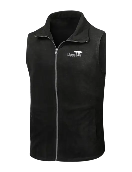 Black Microfleece Vest w/Here's Life Africa Logo