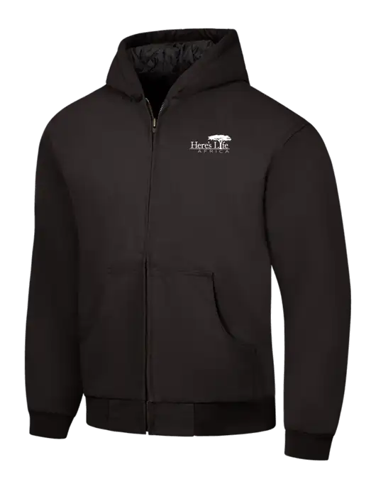 CornerStone Black Duck Cloth Hooded Work Jacket w/Here's Life Africa Logo
