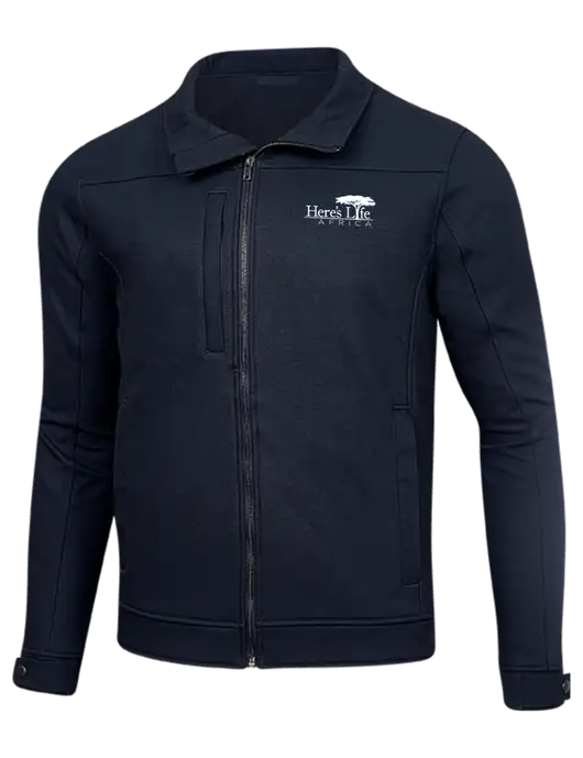 Cornerstone Navy Duck Bonded Soft Shell Jacket w/Here's Life Africa Logo