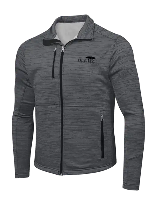 Dark Grey Digi Stripe Fleece Jacket w/Here's Life Africa Logo