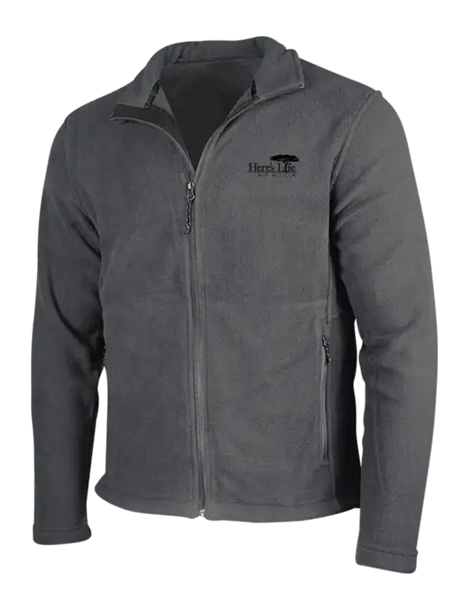 Dark Grey Fleece Jacket w/Here's Life Africa Logo