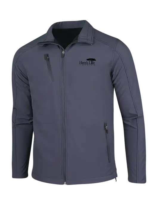 Dark Grey Welded Softshell Jacket w/Here's Life Africa Logo