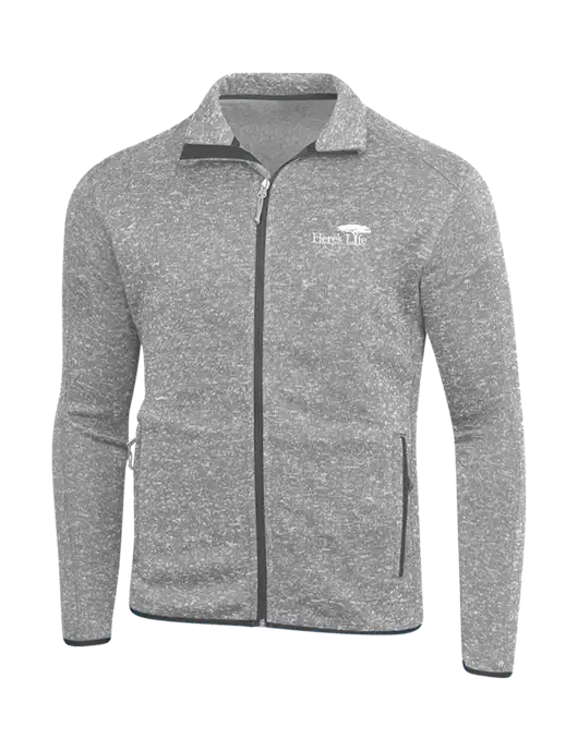 Grey Heather Sweater Fleece Jacket w/Here's Life Africa Logo