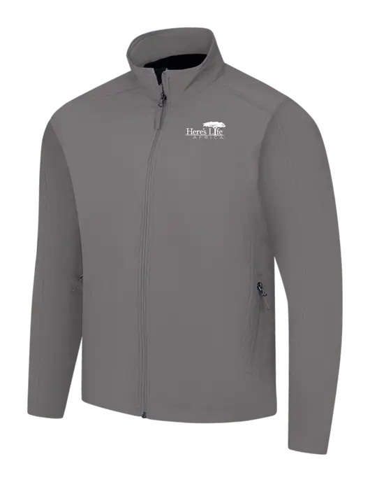 Medium Grey Core Soft Shell Jacket w/Here's Life Africa Logo