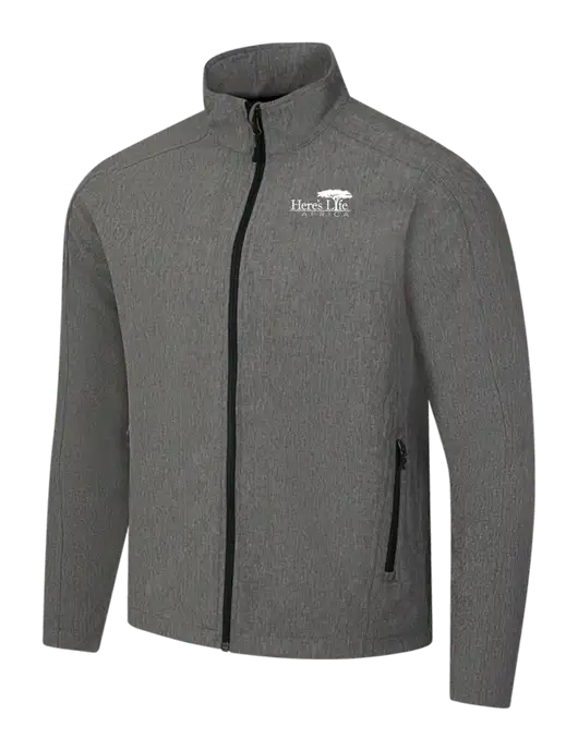 Medium Grey Heather Core Soft Shell Jacket w/Here's Life Africa Logo