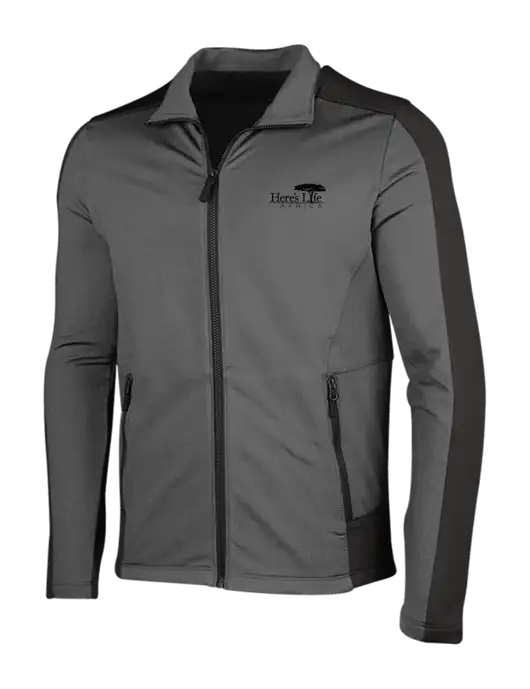 Medium Grey Heather Grid Fleece Jacket w/Here's Life Africa Logo