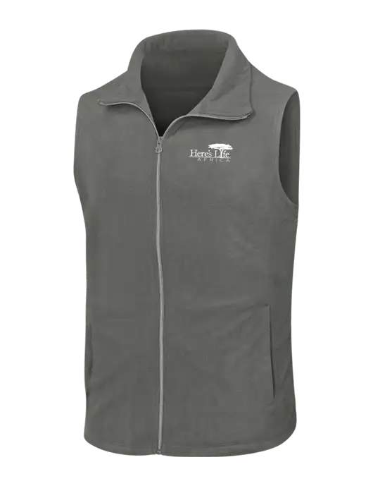 Medium Grey Microfleece Vest w/Here's Life Africa Logo