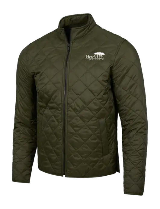 Mercer+Mettle Dark Olive Green Quilted Full-Zip Jacket w/Here's Life Africa Logo