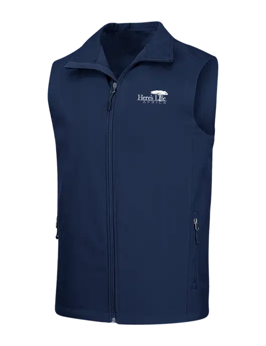 Navy Core Soft Shell Vest w/Here's Life Africa Logo