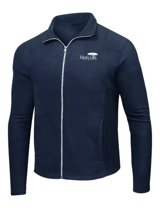 Navy Microfleece Jacket w/Here's Life Africa Logo