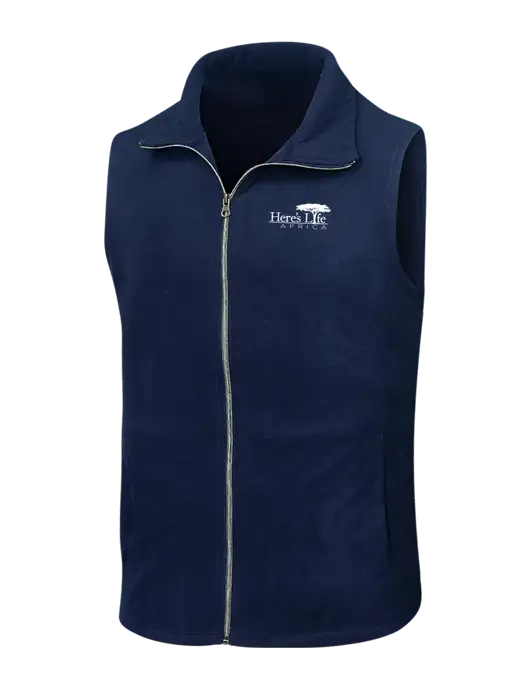 Navy Microfleece Vest w/Here's Life Africa Logo