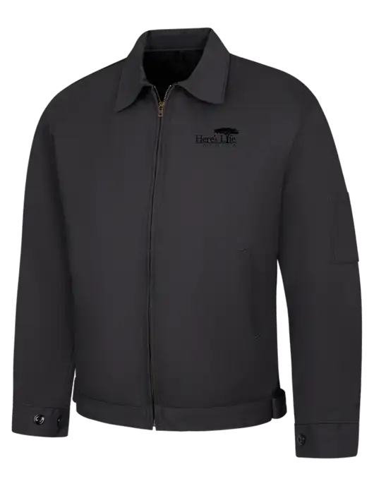 Red Kap Dark Grey Slash Pocket Jacket w/Here's Life Africa Logo