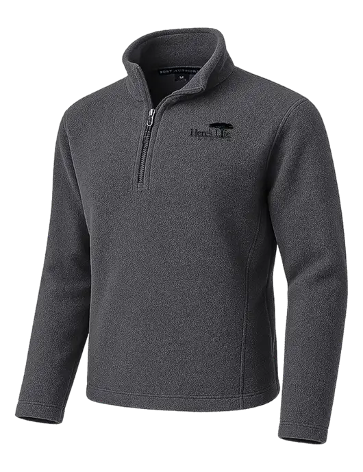 Dark Grey Fleece 1/4-Zip Pullover w/Here's Life Africa Logo