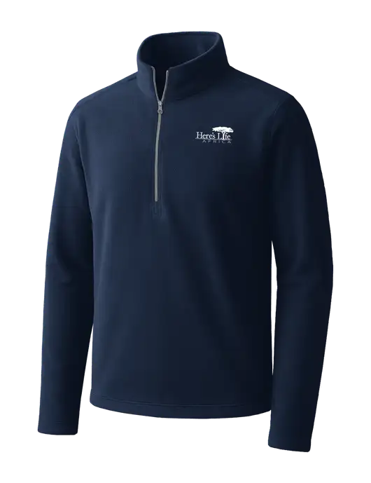 Navy Microfleece 1/2 Zip Pullover w/Here's Life Africa Logo