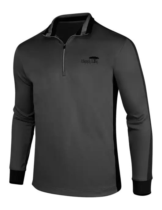 NIKE Anthracite Heather/Black Dry-Fit 1/2 Zip Cover-Up w/Here's Life Africa Logo
