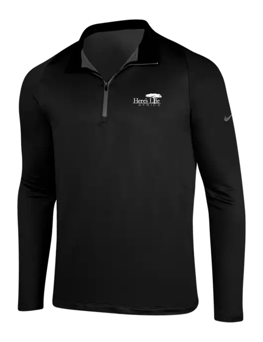 NIKE Black/Dark Grey Dry-Fit Stretch 1/2 Zip Cover-Up w/Here's Life Africa Logo