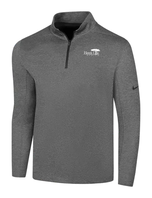 NIKE Dark Grey Heather Dry 1/2 Zip Cover-Up w/Here's Life Africa Logo