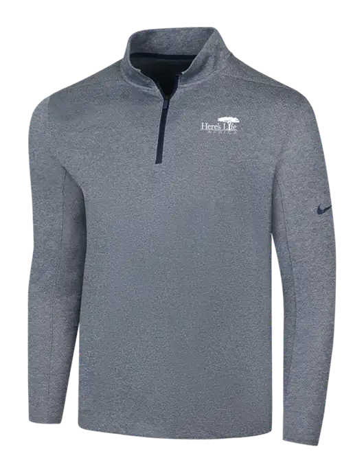 NIKE Navy Heather Dry 1/2 Zip Cover-Up w/Here's Life Africa Logo
