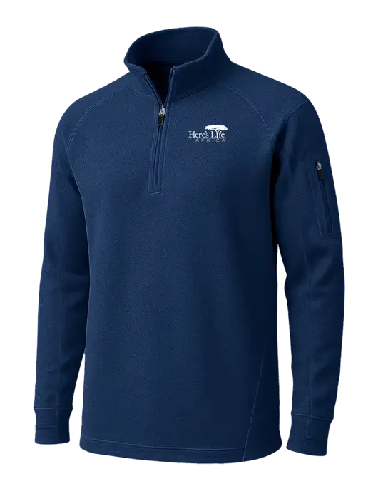 True Navy Tech Fleece 1/4 Zip Pullover w/Here's Life Africa Logo