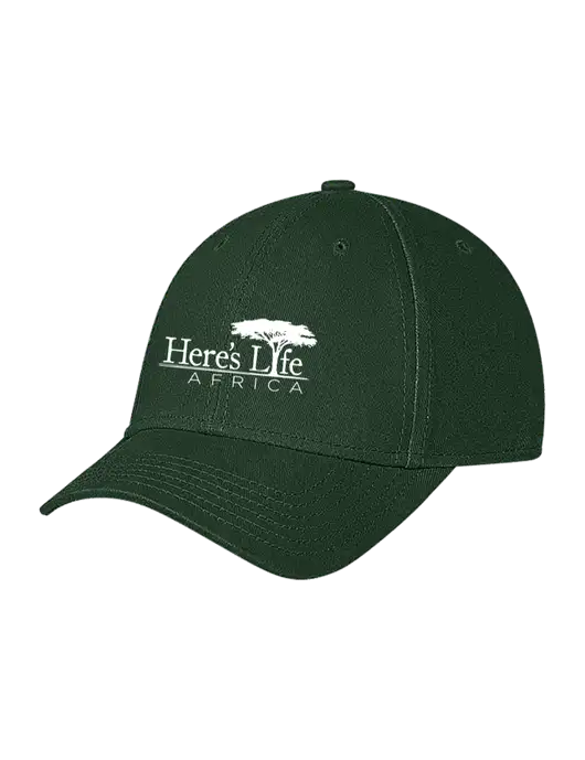 Dark Green Structured Soft Snap Closure Hook & Loop Cap w/Here's Life Africa Logo
